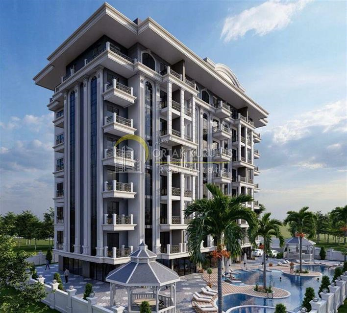New 1+1 apartment for sale in Modern Saraylar, Avsallar, Alanya.